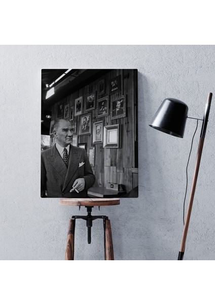Atatürk Portre Tablosu Mustafa Kemal Atatürk Dikdörtgen Dekoratif Kanvas Tablo