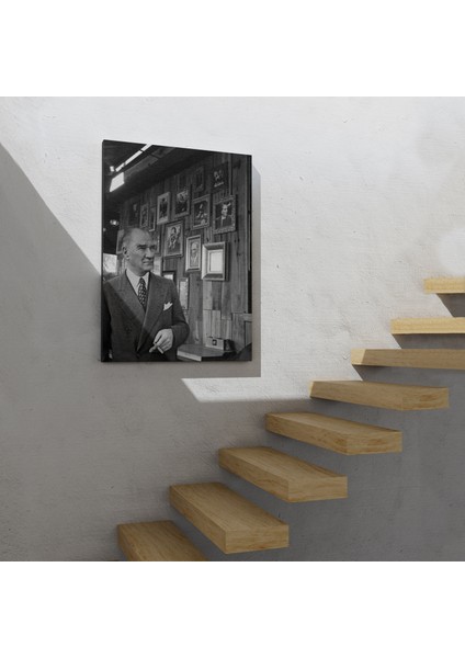 Atatürk Portre Tablosu Mustafa Kemal Atatürk Dikdörtgen Dekoratif Kanvas Tablo