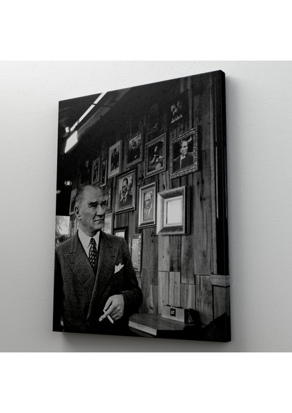 Atatürk Portre Tablosu Mustafa Kemal Atatürk Dikdörtgen Dekoratif Kanvas Tablo