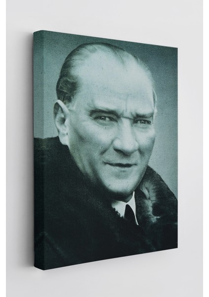 Atatürk Portre Tablosu Mustafa Kemal Atatürk Dikdörtgen Dekoratif Kanvas Tablo