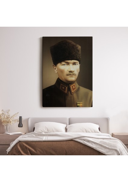 Atatürk Portre Tablosu Mustafa Kemal Atatürk Dikdörtgen Dekoratif Kanvas Tablo