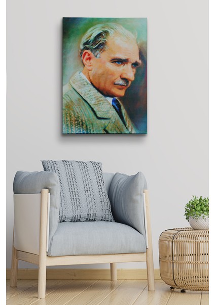 Atatürk Portre Tablosu Mustafa Kemal Atatürk Dikdörtgen Dekoratif Kanvas Tablo fiyatları