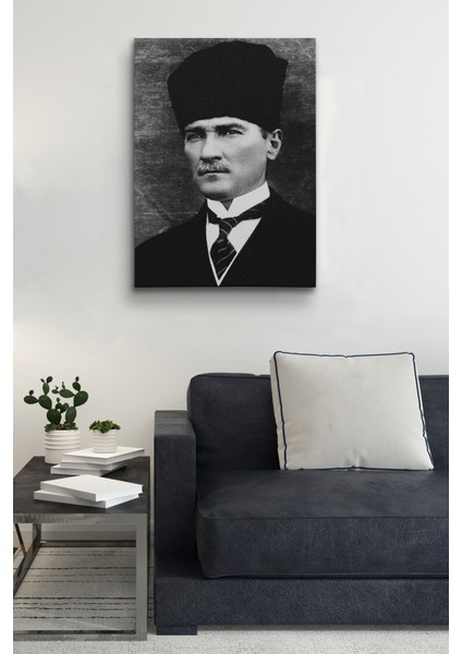 Atatürk Portre Tablosu Mustafa Kemal Atatürk Dikdörtgen Dekoratif Kanvas Tablo fiyatları