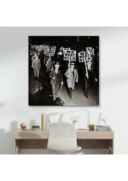 Bira Istiyoruz, Olağandışı 1931 Yasak Protesto Fotoğrafı Kanvas Tablo fiyatları
