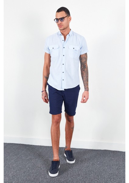 Mavi Kısa Kol Erkek Gömlek | MJ22S111153 fırsatları