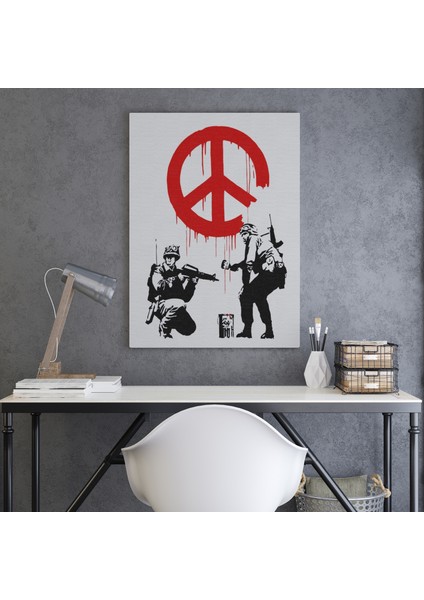 Bansky, Barış Işareti Yapan Askerler Kanvas Tablosu