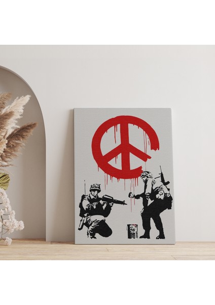 Bansky, Barış Işareti Yapan Askerler Kanvas Tablosu