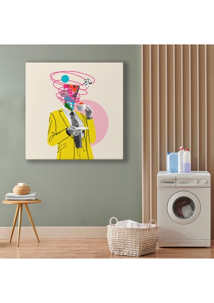 Çizgi Roman Kahramanı Kahvesini Yudumluyor Pop Art Kanvas Tablo
