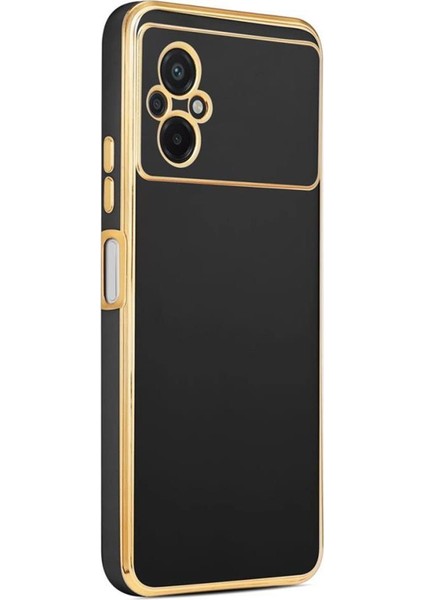Xiaomi Poco M5 Kılıf Kamera Korumalı Altın Kenar Tasarım Silikon