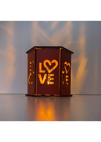 Ahşap Mdf Sevgililer Günü Love Tealight Aydınlatma