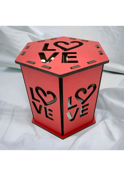 Ahşap Mdf Sevgililer Günü Love Tealight Aydınlatma