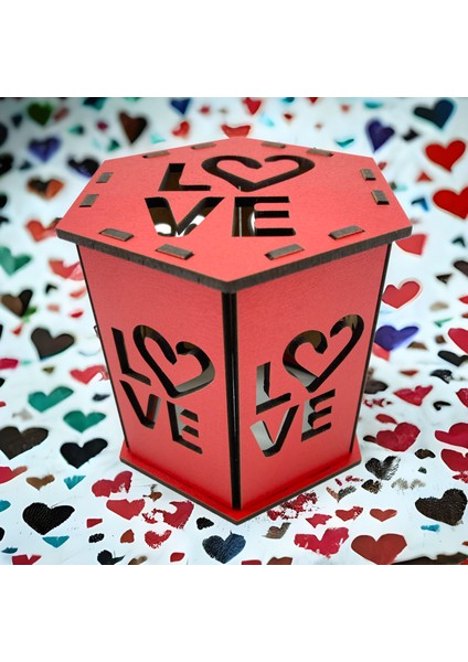 Ahşap Mdf Sevgililer Günü Love Tealight Aydınlatma