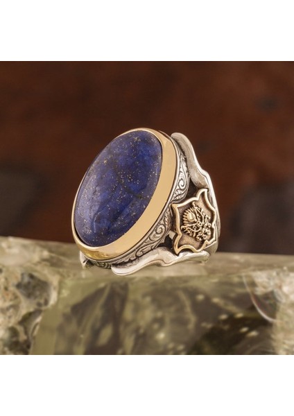 Lapis Taşlı Tuğra Desenli Zambak Model Gümüş