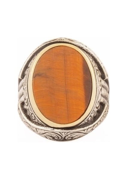 Kaplangözü Taşlı Oval Model Gümüş Yüzük 19