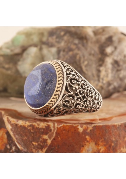 Lapis Taşlı Sarmaşık Model Gümüş Yüzük 27