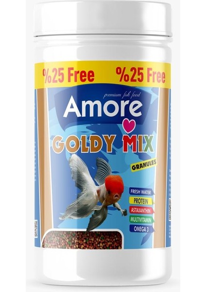 Goldy Mix Granules ve Gold Naturel 125ML + 100ML Japon Balık Yemi ve Vitamini