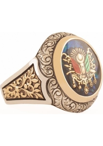 Devlet Arması Desenli Mineli Alemdar Model Gümüş Yüzük 21 modelleri