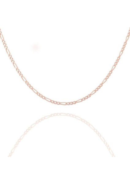 Figaro Model Gümüş Zincir 40 Mikron Kalınlık 50 - Rose Rengi