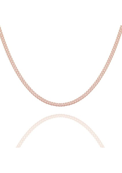 Gurmet Model Gümüş Zincir 40 Mikron Kalınlık 45 - Rose Rengi