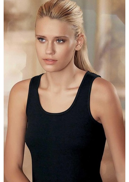 Kadın Siyah Ribanalı Kalın Askılı 6'lı