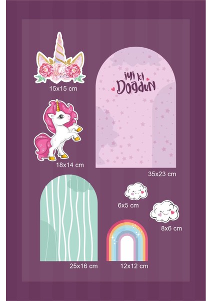 Unicorn Parçalı Ayaklı Pano 3 Boyutlu Masaüstü Kalın Kağıt