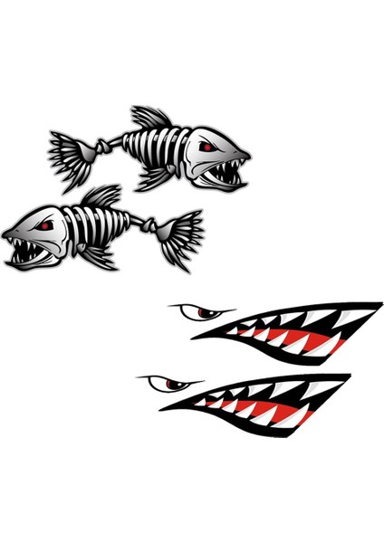 Çıkartmalar Iskelet Balık Çıkartmaları Su Geçirmez ve Dayanıklı (Yurt Dışından)