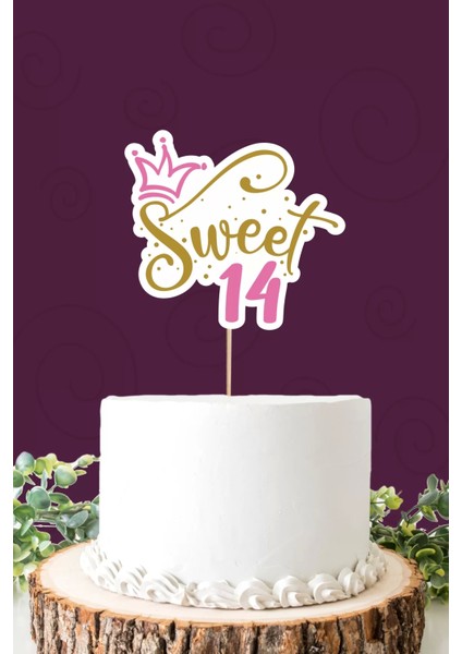 Sweet 14 Pembe-Gold Pasta Süsü Kalın Kağıt