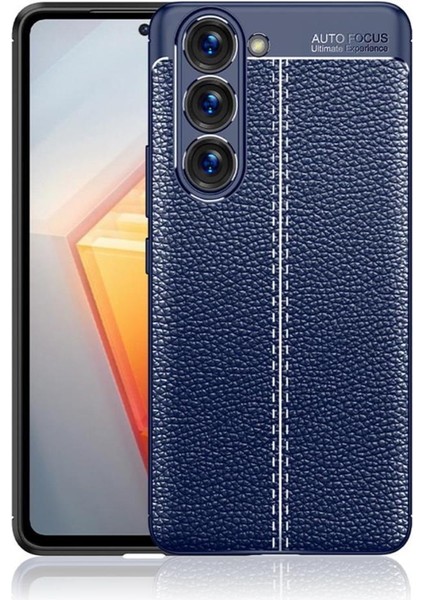 Galaxy S23 Kılıf Deri Desenli Kamera Korumalı Silikon