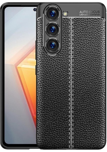 Galaxy S23 Kılıf Deri Desenli Kamera Korumalı Silikon