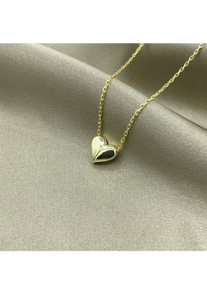 Gold Kaplama Tasarım Kalp Gümüş Kolye