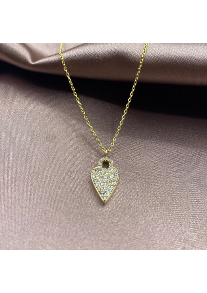 Gold Kaplama Kalp Kilit Gümüş Kolye fiyatları