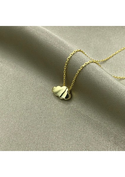 Gold Kaplama Tasarım Bulut Gümüş Kolye