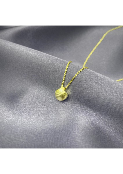 Gold Kaplama Tasarım Istiridye Gümüş Kolye