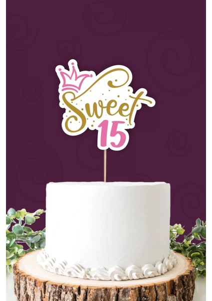 Sweet 15 Pembe-Gold Pasta Süsü Kalın Kağıt