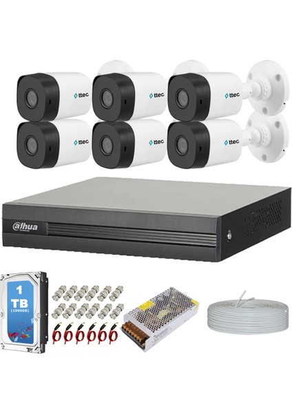 Dahua Ttec 6 Kameralı Hazır Güvenlik Sistemi 1Tb 7/24 Hdd