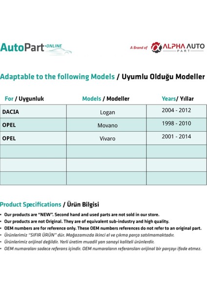 Dacia ve Opel Için Yan Sinyal Lambası - Contalı- Beyaz
