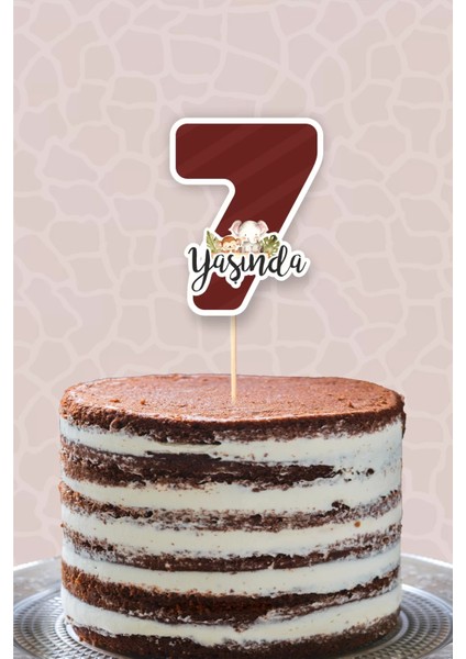 Safari Pastel 7 Yaşında Yedi Pasta Süsü *kalın Kağıt