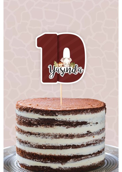 Safari Pastel 10 Yaşında On Pasta Süsü *kalın Kağıt