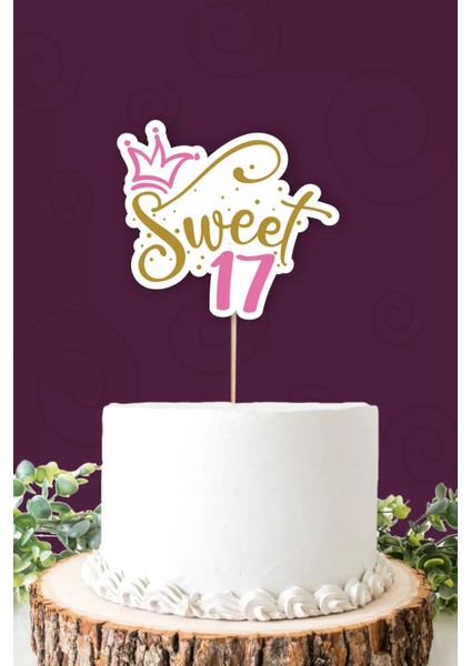 Sweet 17 Pembe-Gold Pasta Süsü *kalın Kağıt