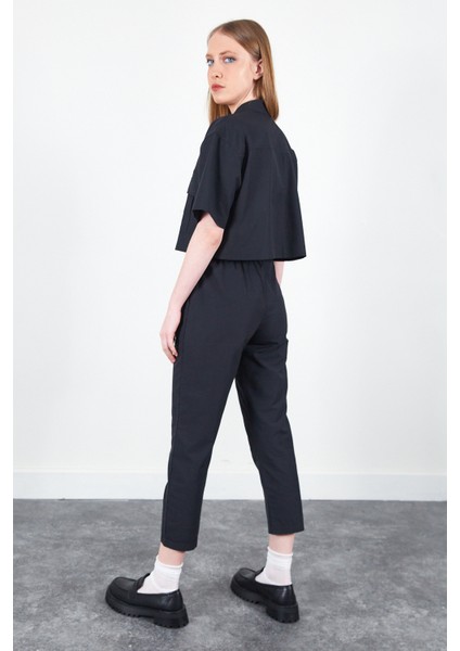 Siyah Kadın Poplin Pantolon | MKS66658302