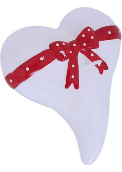 Fiyonklu 1 Adet Beyaz Renk Kalp Şekilli Mum 10 cm