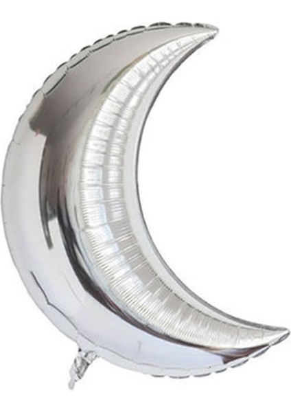 Yarım Hilal Ay Şeklinde Gümüş Renk Folyo Balon 57 cm