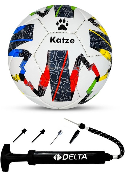 Katze El Dikişli Premium Futbol Topu ve Top Pompası Seti Halı Saha Topu Maç Topu Profesyonel