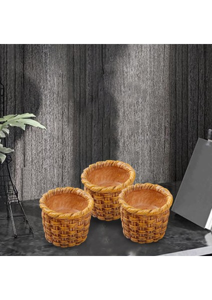 3pcs Dollhouse Rattan Sepet 1/12 Mini Accs Sevimli Çerçeve (Yurt Dışından) modelleri