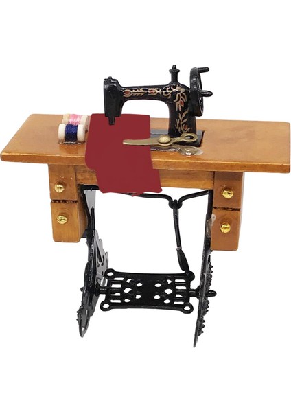 Ahşap Dollhouse Minyatür Dikiş Makinesi Mini Mobilya Oturma Odası Çok Molor (Yurt Dışından)