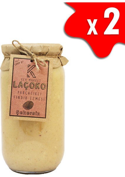 2 kg Şekersiz Katkısız Glutensiz Vegan Doğal Parçacıklı Fındık Ezmesi