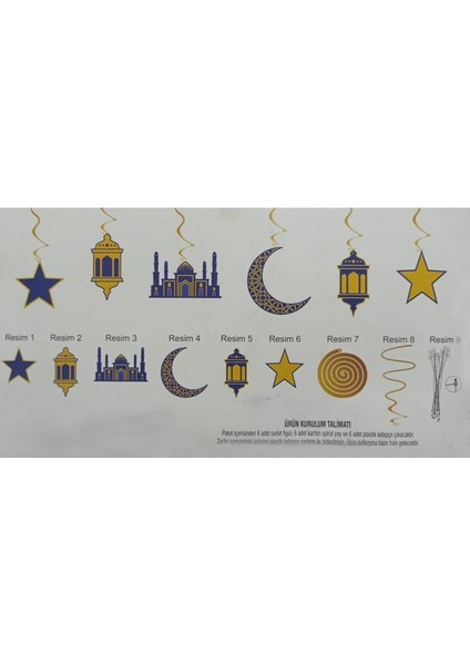 Ramazan Temalı Büyük Boy Altın Yaldızlı Varaklı Asma Süs 6 Lı fiyatları