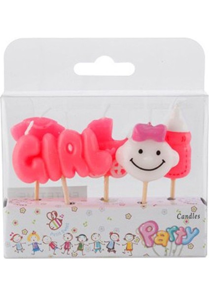 Kürdan Altlığı ile Beraber 6,5 cm Girl Mum 5 Adet Pembe Renk