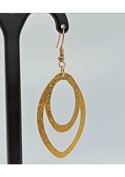 Handmade El Yapımı Mat Gold Sallantılı Tasarım Kadın Küpe indirimleri
