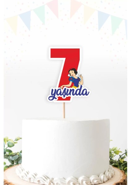 Pamuk Prenses Temalı 7 Yedi Yaşında Pasta Süsü *kalın Kağıt